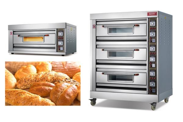 Forno de cozimento industrial de aço inoxidável de três plataformas do hotel para o pão de cozimento, a cookie, e o pão francês e assim por diante.