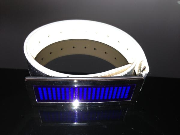 Silver belt with Flashing LED message belt bucke