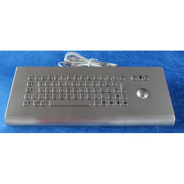 Kiosk industrial metal keyboard with trackball for public system weather - proof