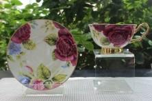 8oz Household Decor Non Toxic Fine Bone China Tea Cup Saucer Set