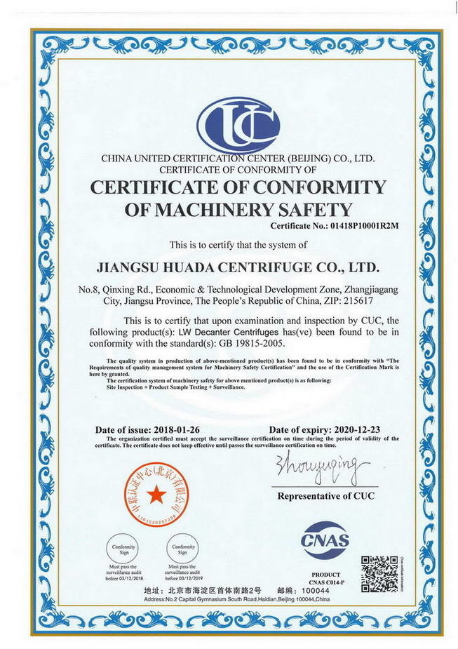 zhangjiagang smart machinery co.,ltd Сертификации