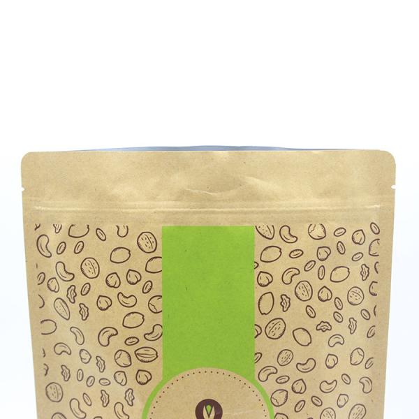 Resealable kraft paper zipper bags brown kraft paper bags paper pouch with custom logo