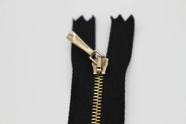 Brass Small 25 Inch Metal Dress Zips 2# / 3# / 4# Plating To Gold Auto - Lock Slider