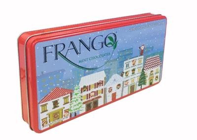 Étain recyclable de chocolat de Noël, conteneurs rectangulaires en métal avec le vernis brillant
