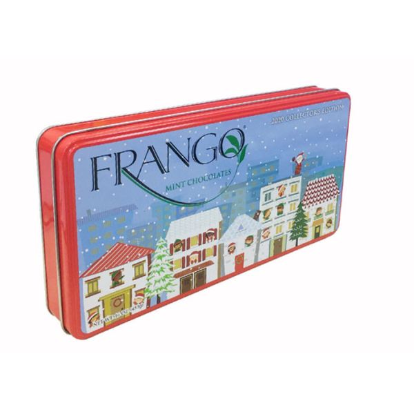 Recyclable Christmas Chocolate Tin , Rectangular Metal Containers With Glossy
