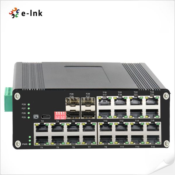 Ethernet industrial POE de L2+ cambia 24 10/100/1000T portuarios 802.3at PoE + 4 el puerto 1000X SFP