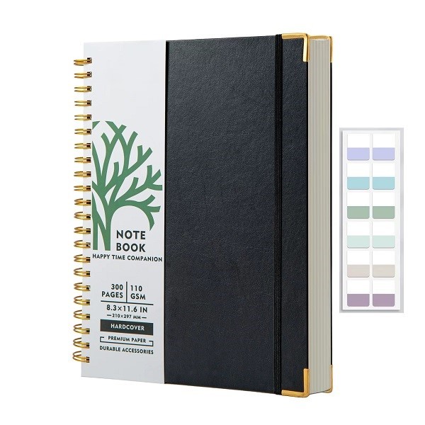 Spiral Bound Hardcover Notebook Journal With Elastic Band And Metal Corners