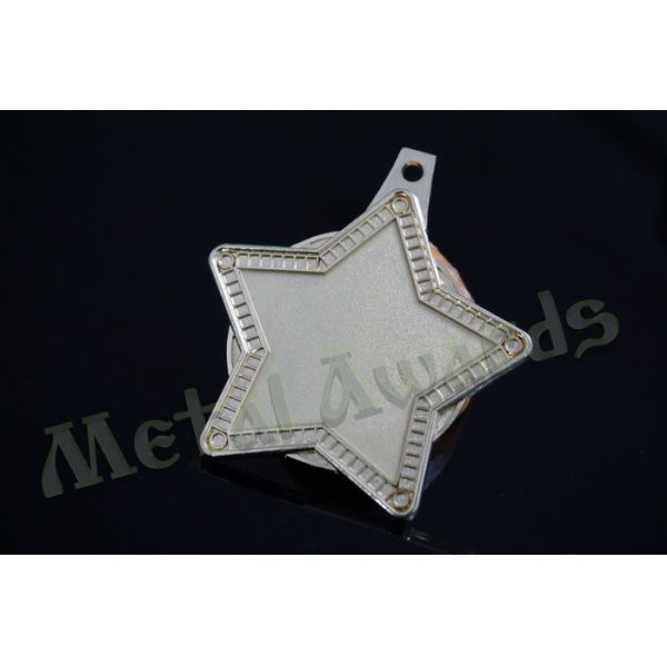 Blank Silver Star Medal , Laser Engraved Medals With Insert Recessed Silver Plating