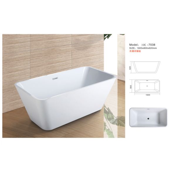 Modern Bathtub,Acrylic bathtub white color,Bathtub, seamless Bathtub. HK-7038 Size:180X80X62CM