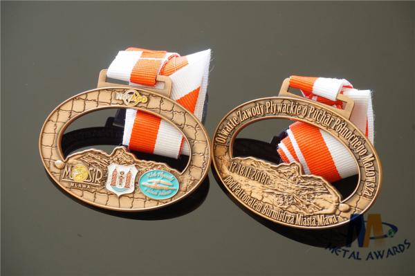 Durable Small Metal Medallions Antique Copper Plated Medailles Oval Shape
