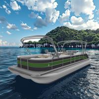 29FT Aluminum Pontoon Boat with 100HP/250HP Engine Power 3.0mm Material Thickness and 20mm Deck Thickness