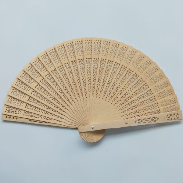 [i Am Your Fans] in Stock for Promotion and Wedding Fan Gift Favor Sunflower Hollow Out Through-Carved Wooden Hand Fan