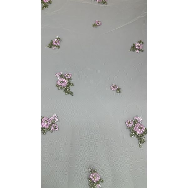 Beaded Floral Lace Fabric Embroidered Lace Mesh Breathe Fabric Occasion Dressing Birthday Fabric