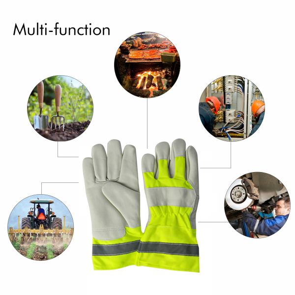 Goat Grain Leather Anti-slippery Work Gloves for Gardening/Construction/Motorcycle