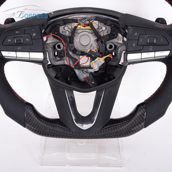Custom LED Leather Ct6 Steering Wheel Sports Cadillac White Stitch