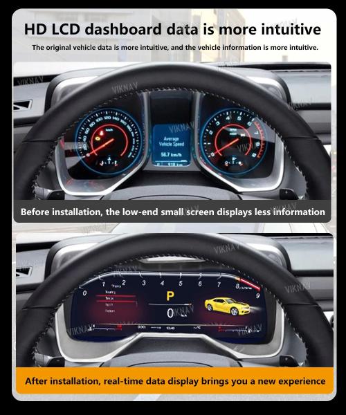 VIKNAV CockPit LCD Speedometer Car Instrument Cluster For Chevrolet Camaro 2010-2015 Replacement Digital Dashboard Screen