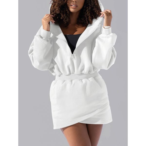 OEM/ODM Приемлемое пользовательское женское половинчатое спортивное мини-свитера зимнее платье с капюшоном