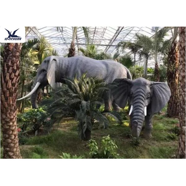 Zoo Park Decorative Life Size Animatronic Animals Large Elephant Figurines 