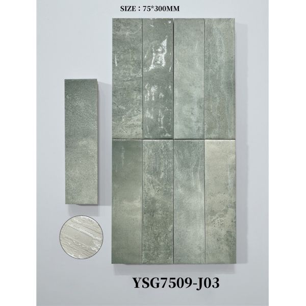Waterproof Blue 75x300mm Glossy Indoor Ceramic Wall Tiles For Office and Bathroom