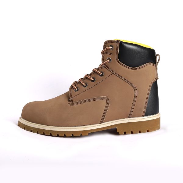 Steel Toe Goodyear Safety Shoes with Shock Absorbing Function and Breathable Nubuck Cow Leather
