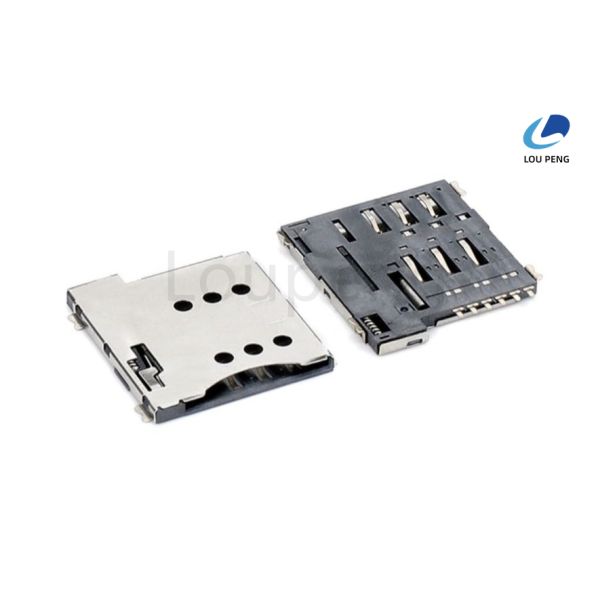 LCP UL94V-0 Insulator Material SIM Tray Card Connector Offering Contact Resistance 100Miliohms Maximum Engineered for Signal Transmission