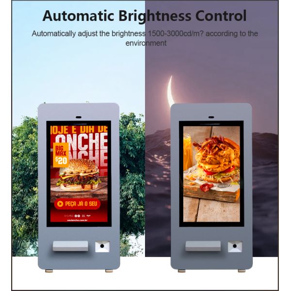 21.5 pouces de camion de nourriture en plein air, remorque, kiosque en libre-service avec ventilateur, caméra 5MP