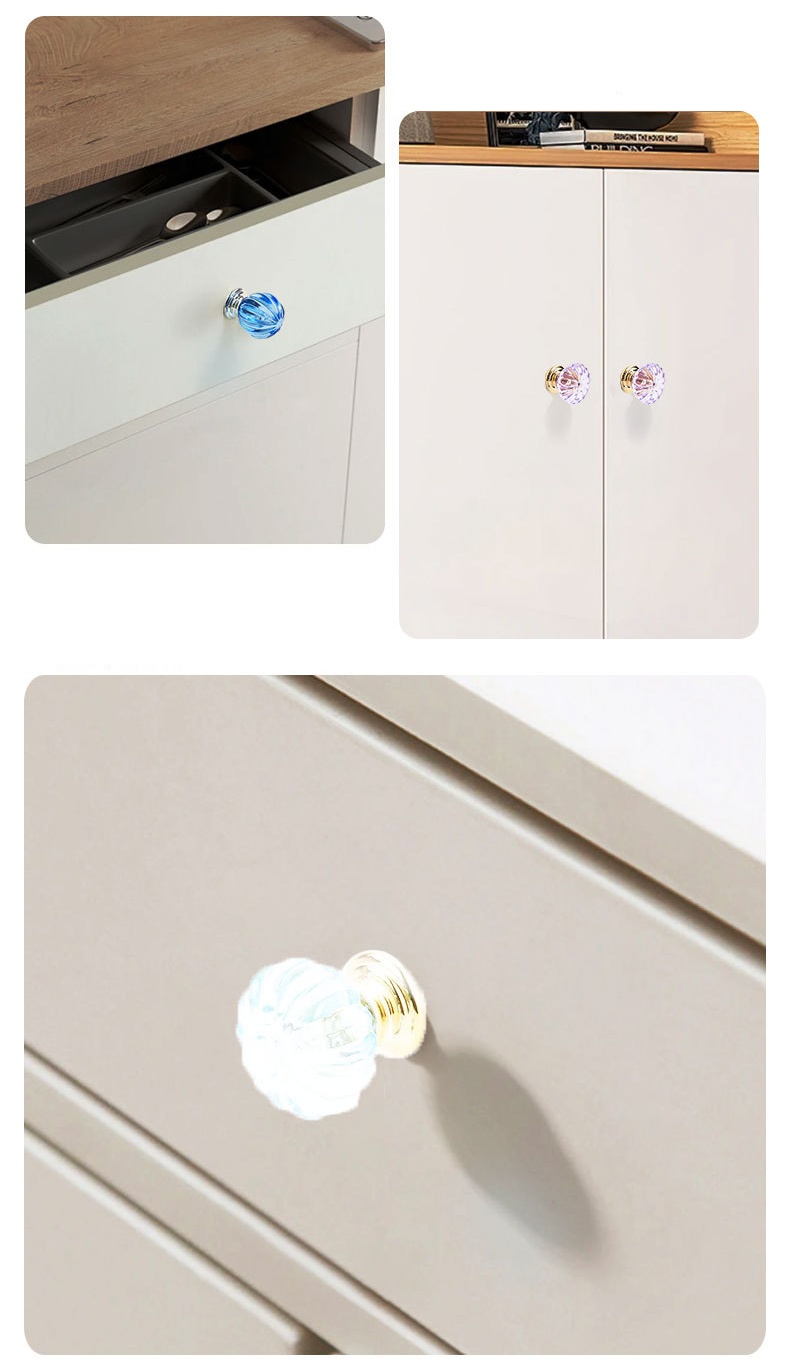 Colored Knobs for Living Room Bedroom Other Spaces-Glass Acrylic Wardrobe Drawer Dresser Bathroom Hotel Apartment Dining