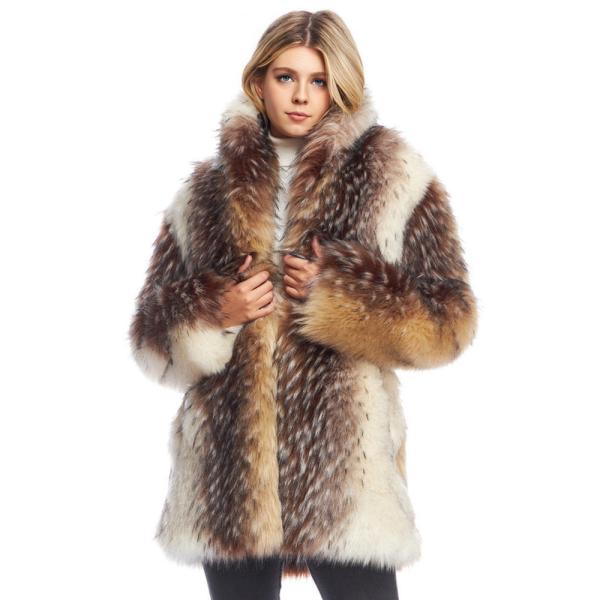 Thick Arctic Wolf Shawl Faux Fur Coat