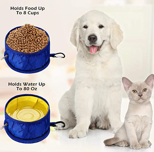 El viaje plegable del perro rueda los cuencos portátiles del agua del animal doméstico con la cremallera