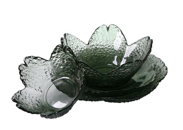 Solid Colored Glass Ketchup Saucer Appetizer Plates Sakura Shaped