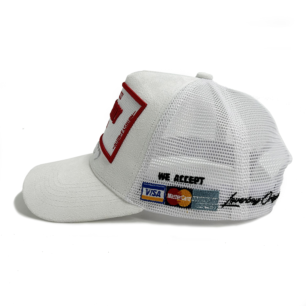 Fashion Classic Mesh Suede 5 Panel Trucker Cap 3D Embroidery Patch Snap Back Unisex
