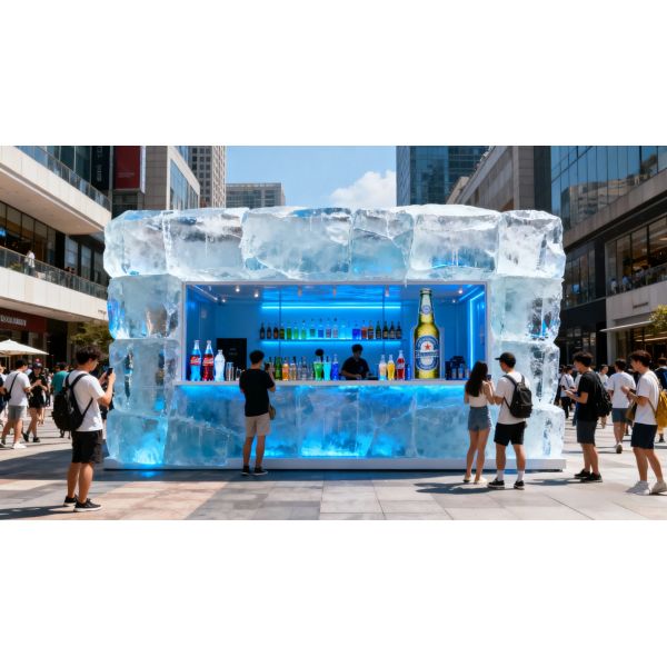 Modular Ice House Bar - Frost-Themed Pop-Up Shop & Ice Block Architecture for Commercial Attractions