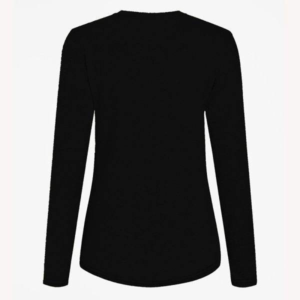 CEM ODM Women Tops Round Neck Black Dark Gray Long Sleeve Top