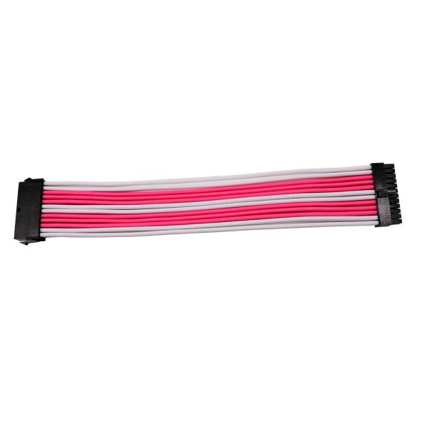 ATX 24PIN Braided Sleeved Extension Cable Male to Female 18AWG  Power Supply Extension Cable with Pink White