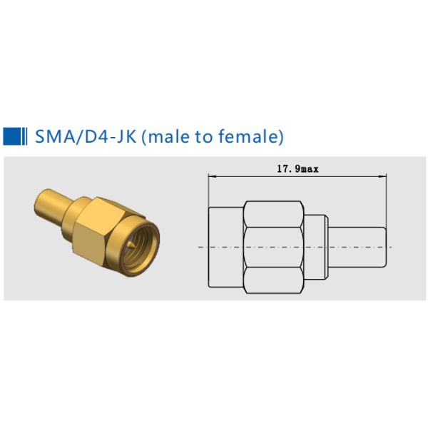 Женский к женскому радиочастотный коаксиальный RPMCX к SMA адаптер
