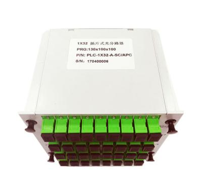 Insertion Type SC APC 1x32 PLC Splitter , Cassette Type Fiber Optic Coupler