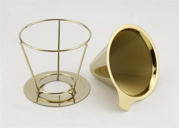 Double Layer Custom Paperless Coffee Dripper With Cup Stand , FDA LFGB Standard