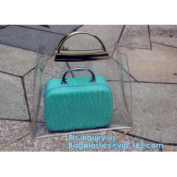 customized clear pvc tote bag handbag, Trendy Lady Handbags with Zipper Handle Shoulder Tote Bag, Envelope Clutch Bag Ha