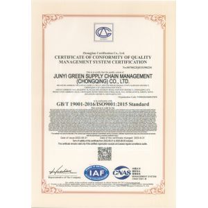 Junyi Green Supply Chain Management (chongqing) Co., Ltd. Certificaciones