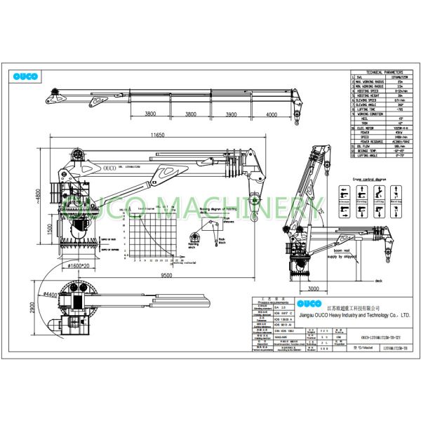 Offshore Hydraulic Telescopic Boom Crane 12m/Min
