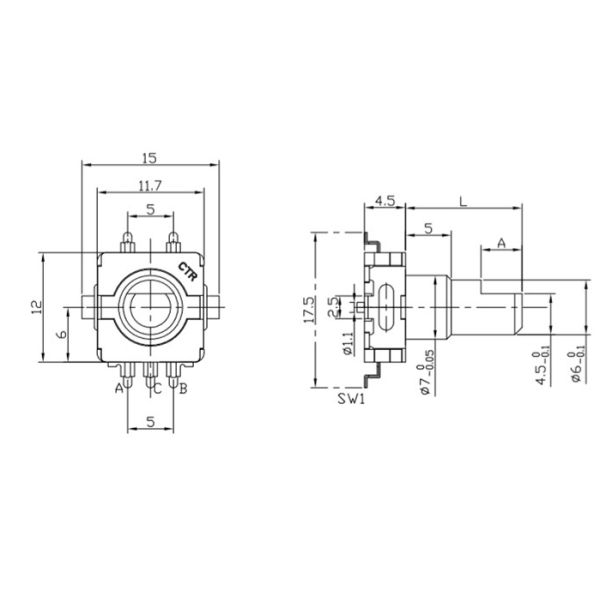 ED116 SMD Incremental Rotary Encoder For Car Navigation Thickness 4.5mm
