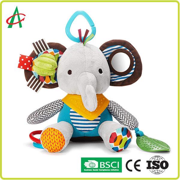 Os brinquedos animais do luxuoso do bebê de 6 polegadas, CE do brinquedo do chocalho do elefante certificaram