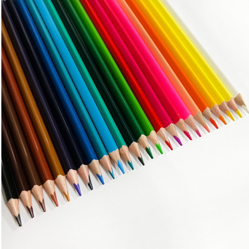 Best Price 7 Inch Long 24PCS Professional Colorful Drawing Tools Wooden Triangle Color Pencil