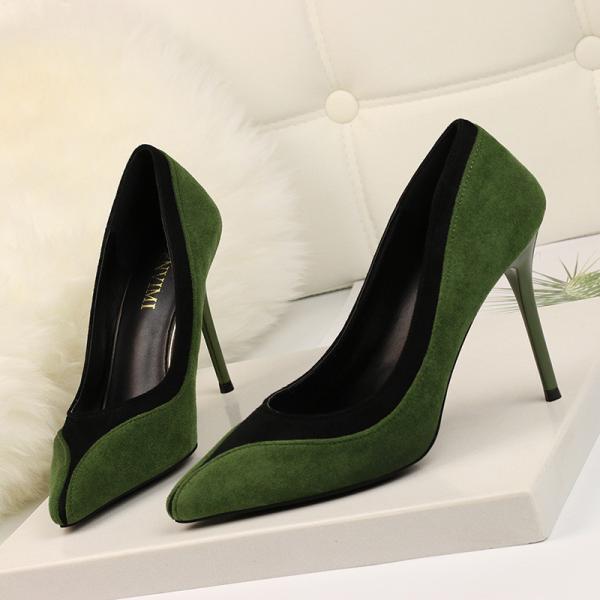 ZM004 9628-13 New Style Wedding Shoes Pointed Toe Shallow Mouth Color Matching High Heels Korean Style Super High Heel S