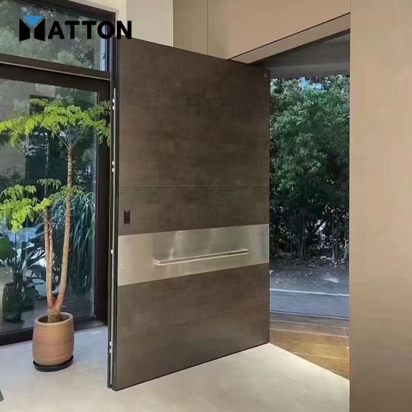 Modern Entrance Pivot Door Aluminum Exterior Large Security Front Entry Doors for Houses with High Performance