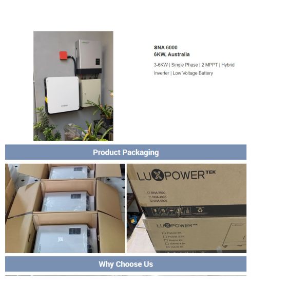 Гибридный инвертор Luxpower 6 кВт Низковольтный гибридный инвертор 7 кВт 8 кВт