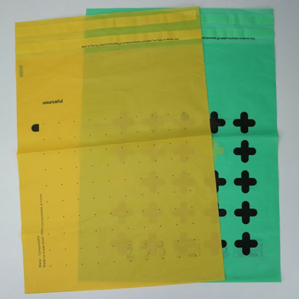 Self Sealing Adhesive Strip Co Extruded Film 100% Compostable Poly Mailer For Eco Friendly Packaging