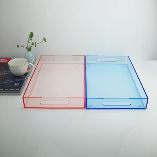 Transparent Yellow Acrylic Lucite Serving Tray With Handle For Hotel Restaurant Home