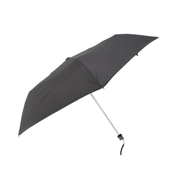 Manual 19 Inch Lady Three Fold Umbrella Black Metal Frame Pongee Fabric