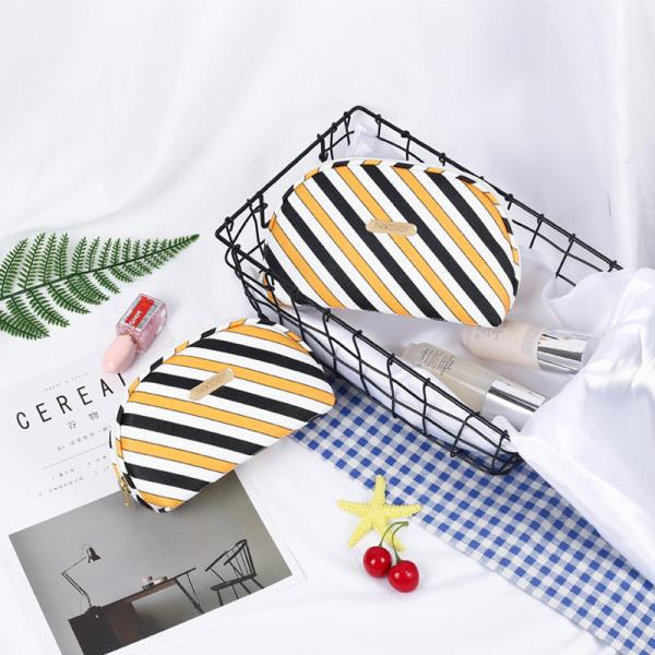 Shell Shape Luxury Stripe Cosmetic Toiletry Travel Bags For Women